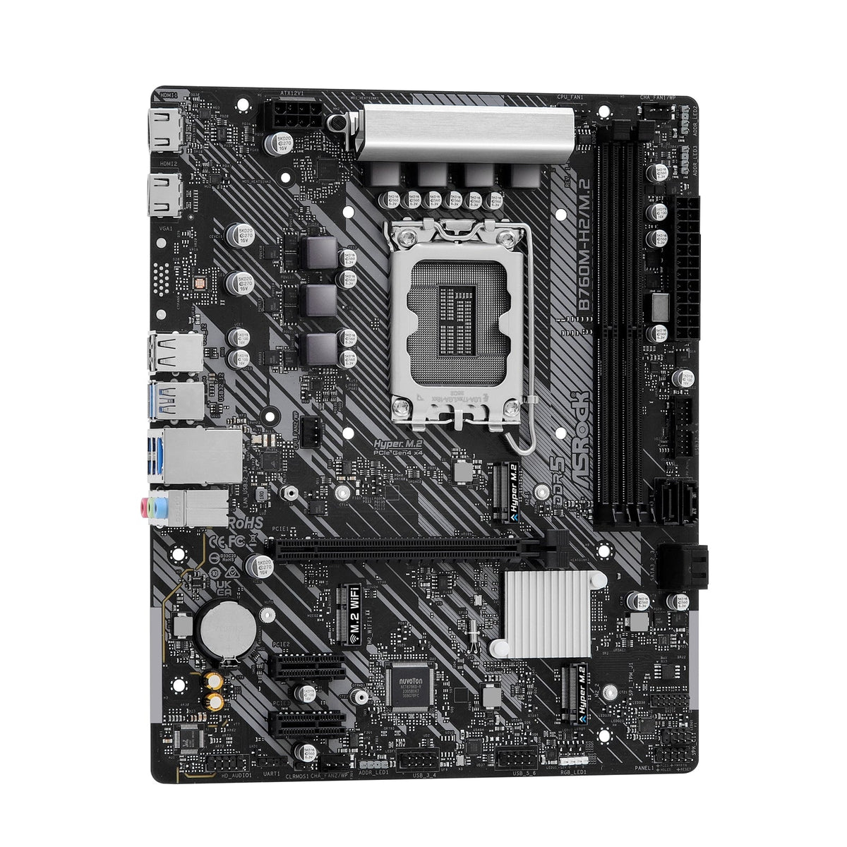 ASRock B760M-H2/M.2 Intel 1700 Socket Motherboard, Micro-ATX, 2x DDR5 Slots, 2x M.2 Socket, 2.5GbE LAN, 2x HDMI Port