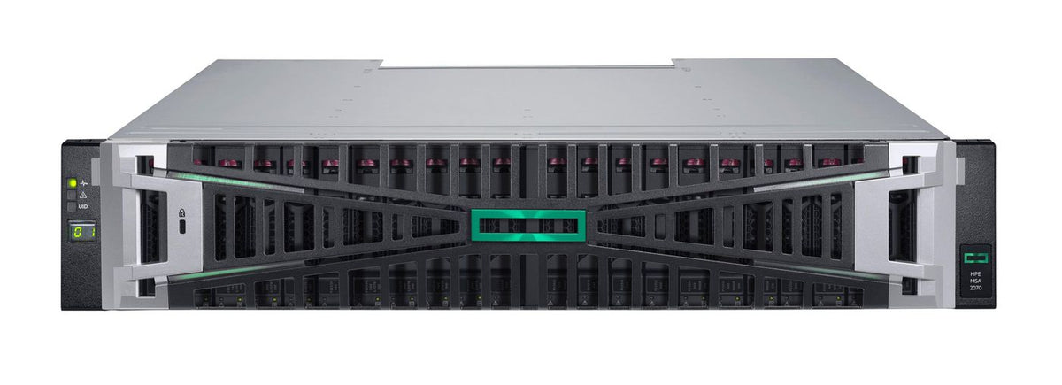 Hewlett Packard Enterprise MSA 2070 SFF 2x32Gb FC 4-port Controller 12x1.92TB SSD 4x32Gb SFP FC XCVR 23TB Storage Array