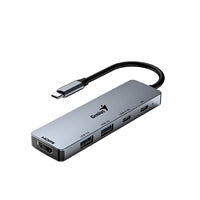 Genius USB Type-C 5-In-1 Hub Docking Station with USB-C 100W Power Delivery, USB-C 3.0, 2x USB A 3.0, 4K HDMI, PC, Laptop, Tablets, iPad, MacBook, iMac Compatible