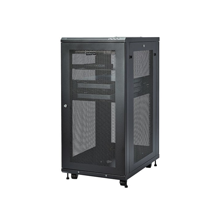 StarTech.com 4-Post 24U Server Rack Cabinet, Lockable 19 Data Rack Cabinet for Computer / AV / IT Equipment, Office / Home Network Rack with Casters & Adjustable Mounting Rails
