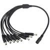 Câble répartiteur d'alimentation 8 voies DC 1x femelle vers 8x mâle, fiche 5,5 x 2,1 mm pour CCTV - Noir