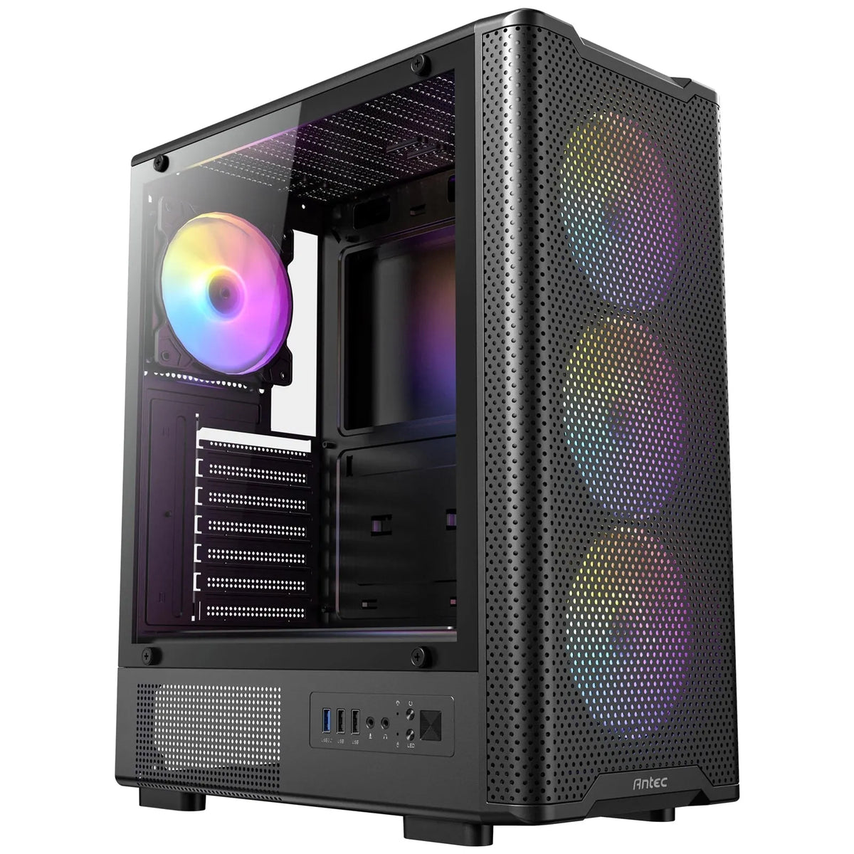 Antec VX310 ARGB Mid-Tower Gaming PC Case - Pre-Installed 4 x 120mm ARGB Fans, Tempered Glass Side Panel, High-Airflow Mesh Front - ATX/Micro-ATX/ITX