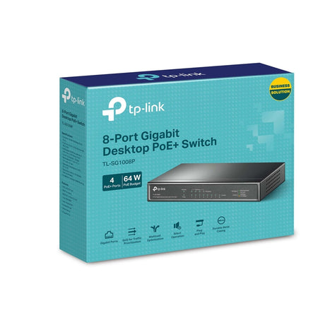TP-Link TL-SG1008P 8-Port Metal Gigabit Desktop PoE Switch with 4-Port PoE+ (64W)