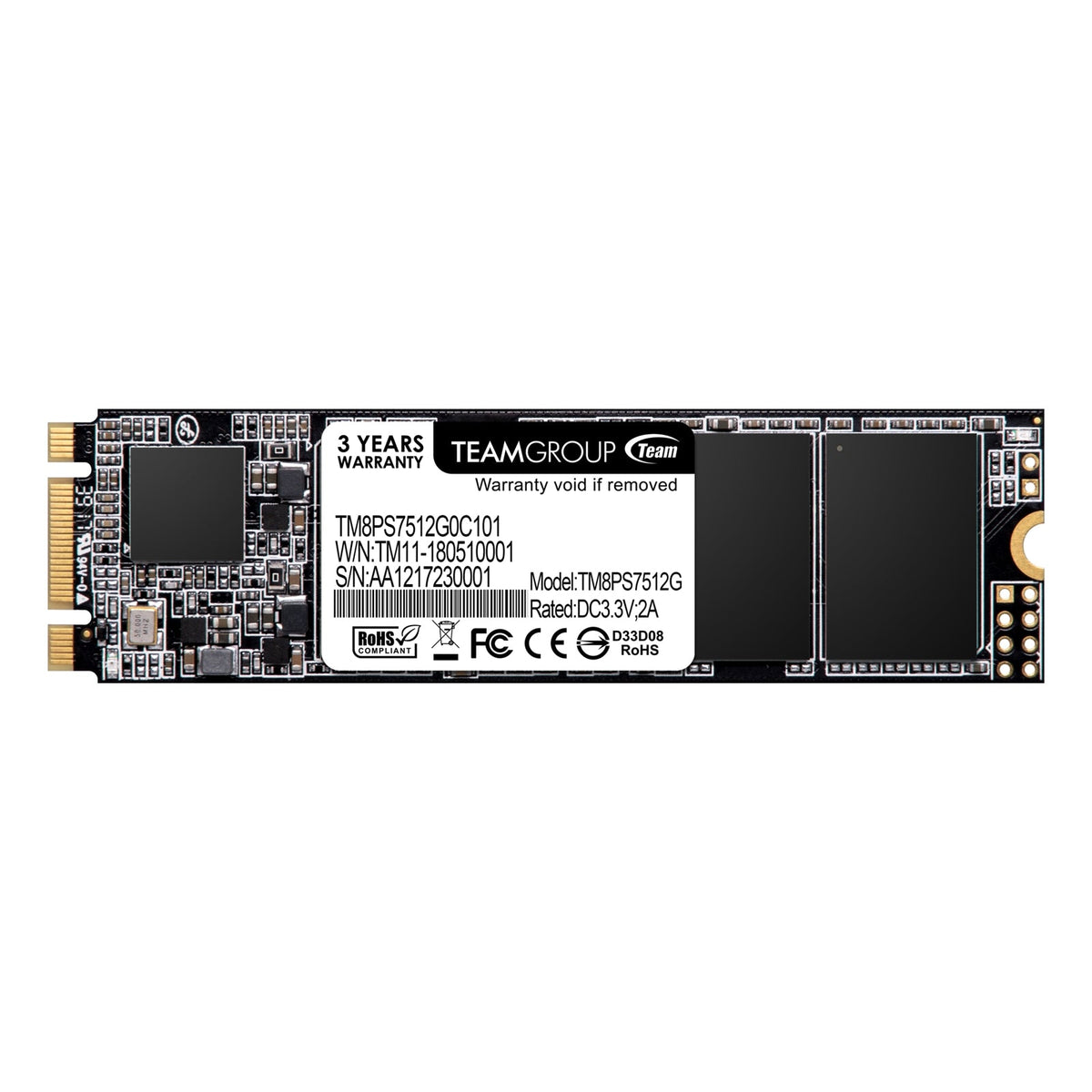 Team MS30 (TM8PS7512G0C101) 512GB, M.2 Sata Interface, PCIe Gen3, Read 550MB/s, Write 480MB/s, 3 Year Warranty